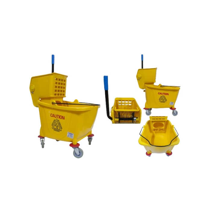 Chariot de lavage  (32L) PRO munis 4 roulettes, avec essoreuse