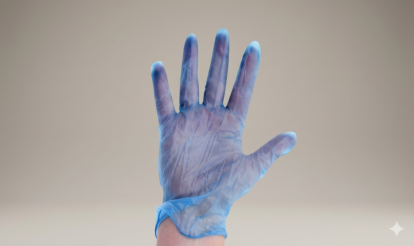 Gants d'examen vinyle bleus sans latex boîte 100 norme EN 455