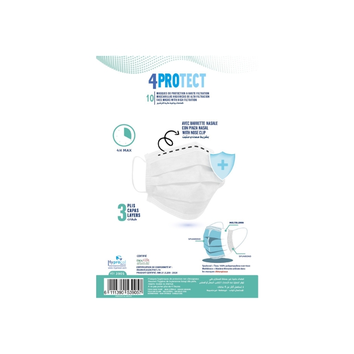 10 Masques de protection respiratoire "CHIRURGICAL"