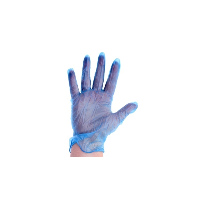 Gants Vinyle bleu non poudrés - Boite de 100u, (c/10)
