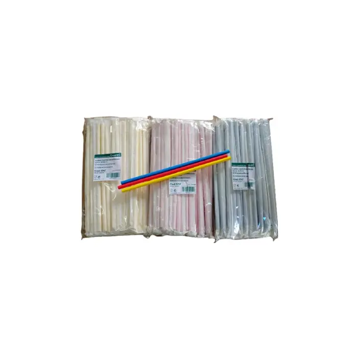 50 Pailles en carton COULEURS, (19.6cm)