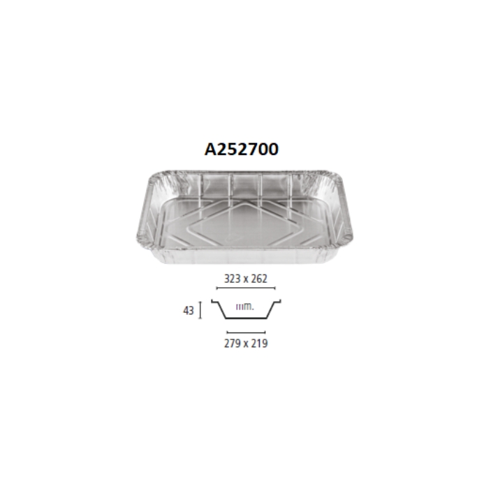 100 Barquettes "RECTANGULAIRE" sans couvercle 2700ml (323x262x43)