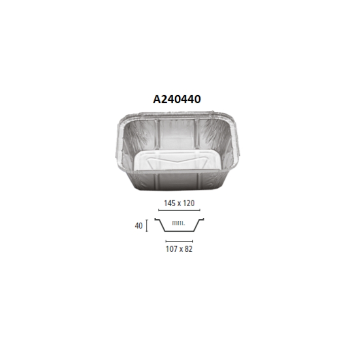 100 Barquettes alum. RECTANGULAIRE + couvercles, 440ml, 145x120x40mm