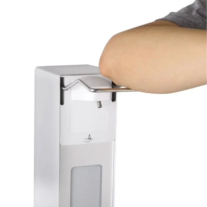 Distributeur avec poussoir à coude
