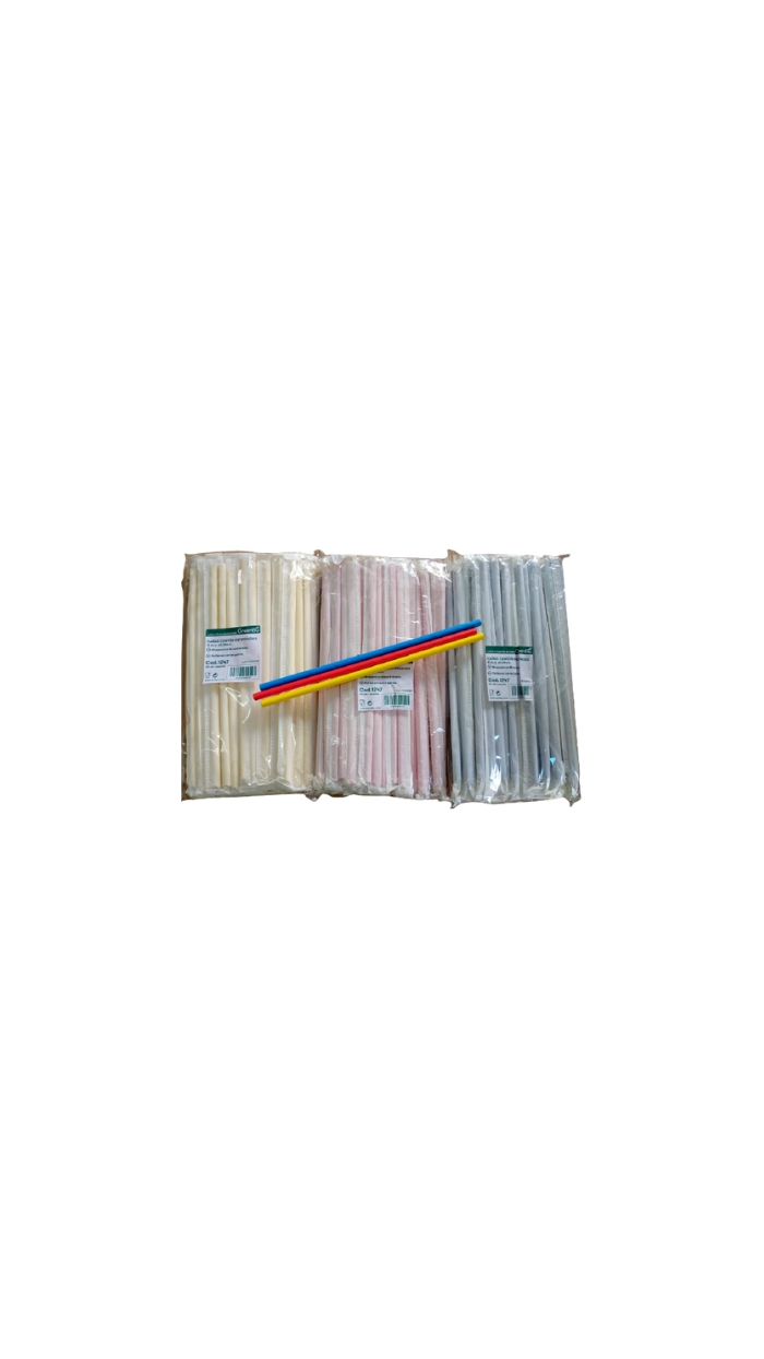 50 Pailles en carton COULEURS, (19.6cm)