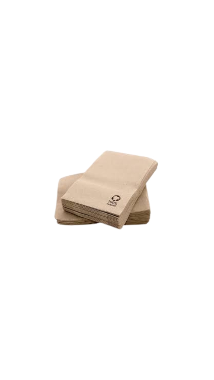 100 Serviettes (miniservis) KRAFT recyclé "biodégradable"
